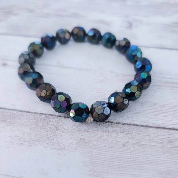 Vintage Stretch Bracelet Dark Multi Colored - Fair Condition - Picture 7 of 8